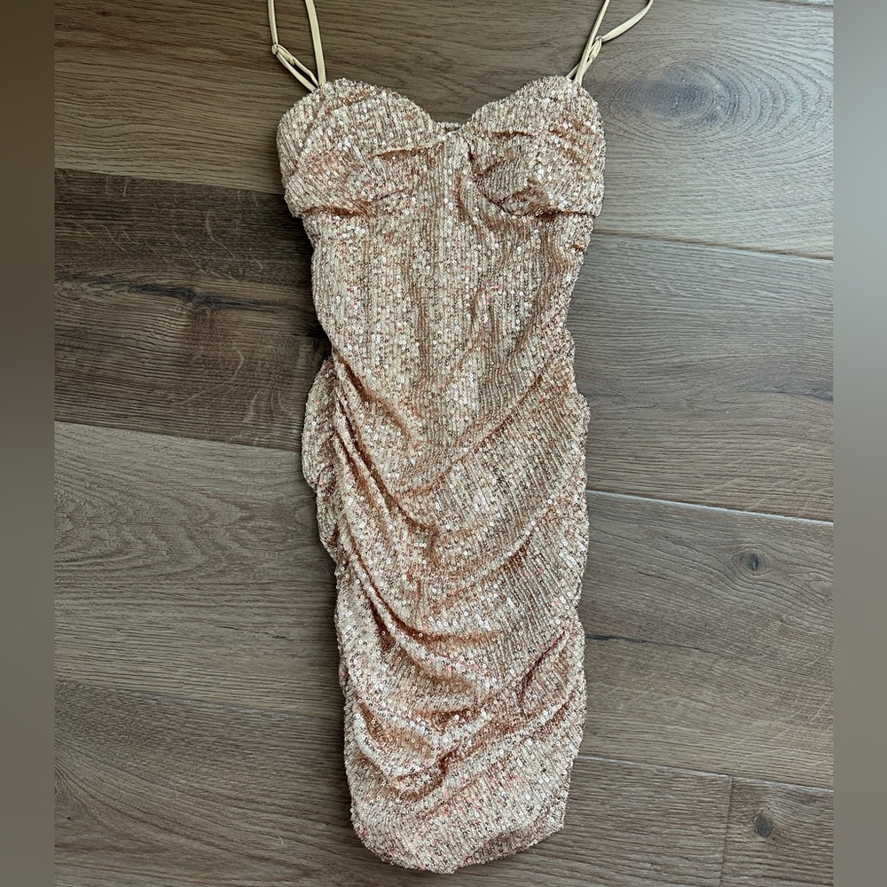 Lucy in the Sky glamour sequin rose gold dress